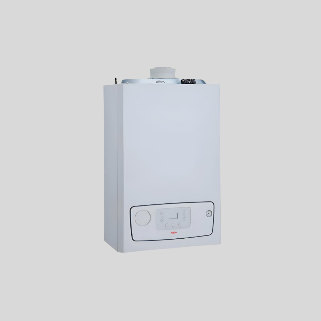 This is Alpha E-TEC system boiler used in an unvented heating system
